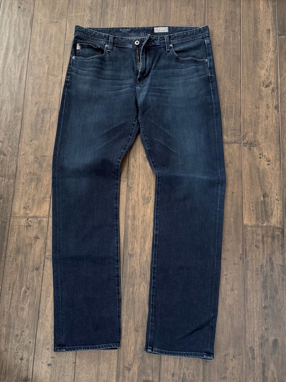 AG Adriano Goldschmied Graduate Tailored Leg Jeans 36x34 Dark Wash Stretch Denim